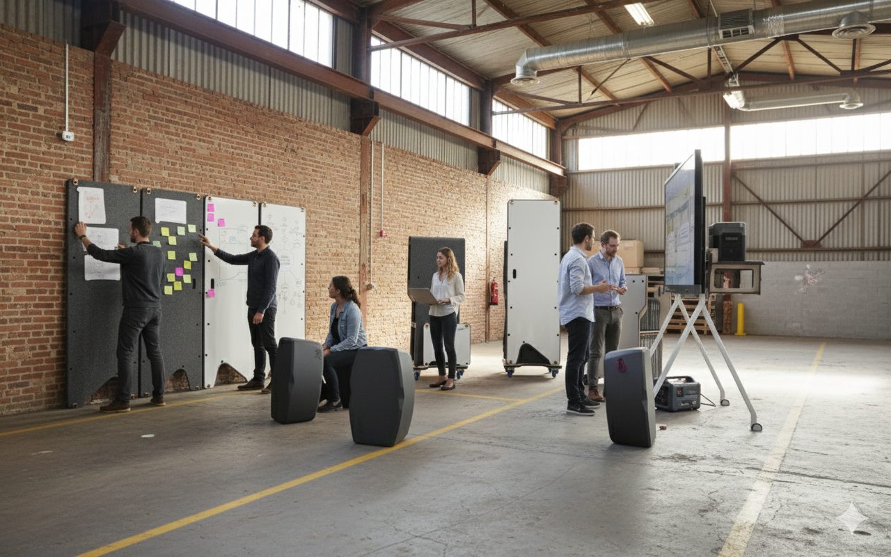 agiles Arbeioten in einer Fabrikhalle